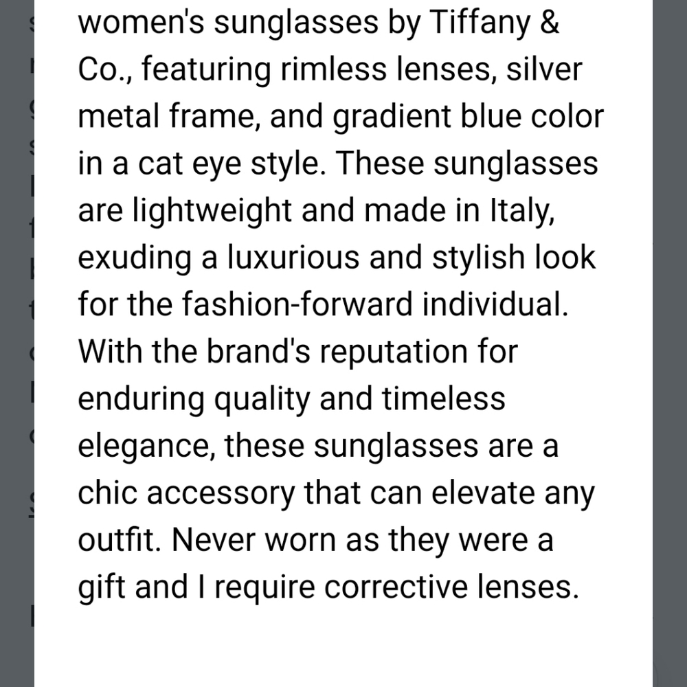 Tiffany & Co. Elegant Gradient Blue Sunglasses Cat Eye Sunglasses - Picture 12 of 12